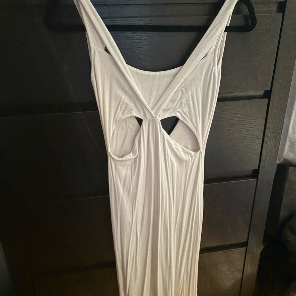 Nasty Gal White Maxi Dress with Cut-Out Detail